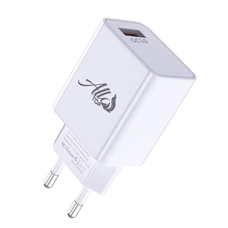 Adaptateur Chargeur secteur USB 18W charge rapide jusqu’à 3A, Blanc. Ne chauffe surtout pas