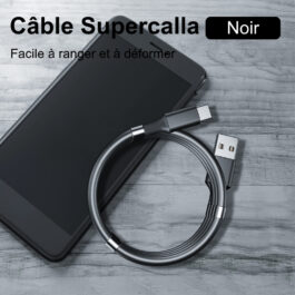 Câble chargeur rapide USB C, charge rapide 18W et transfert de données, Noir