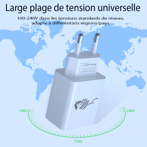 Adaptateur Chargeur secteur USB-C 20W charge rapide jusqu’à 3A, Blanc. Ne chauffe surtout pas